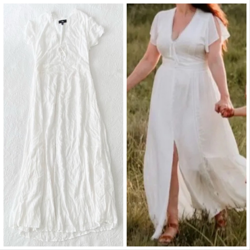 Lulu's completely in love Swiss dot button front maxi dress
